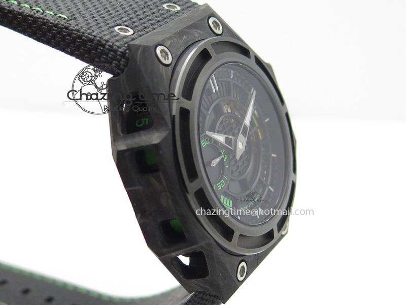 Spidolite II Tech Green Forged Carbon V6F Best Edition On Black Nylon Strap A7750