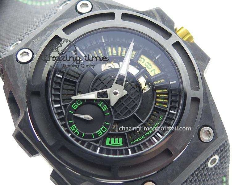 Spidolite II Tech Green Forged Carbon V6F Best Edition On Black Nylon Strap A7750
