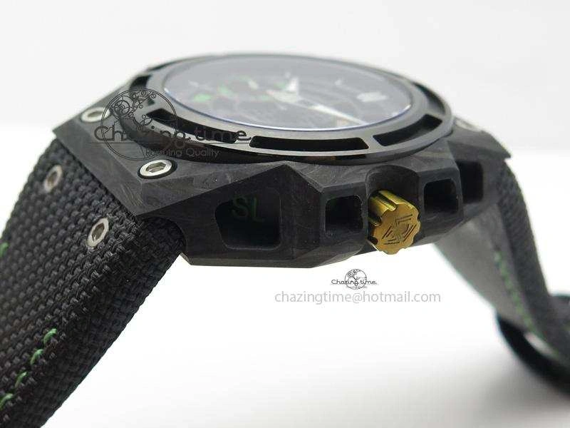Spidolite II Tech Green Forged Carbon V6F Best Edition On Black Nylon Strap A7750