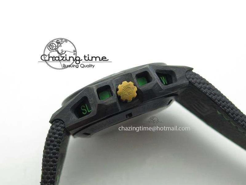 Spidolite II Tech Green Forged Carbon V6F Best Edition On Black Nylon Strap A7750