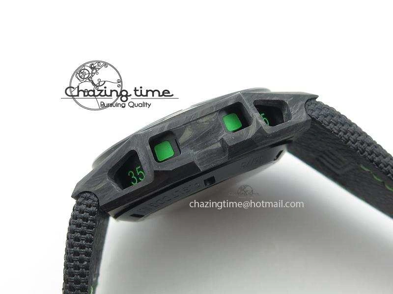 Spidolite II Tech Green Forged Carbon V6F Best Edition On Black Nylon Strap A7750