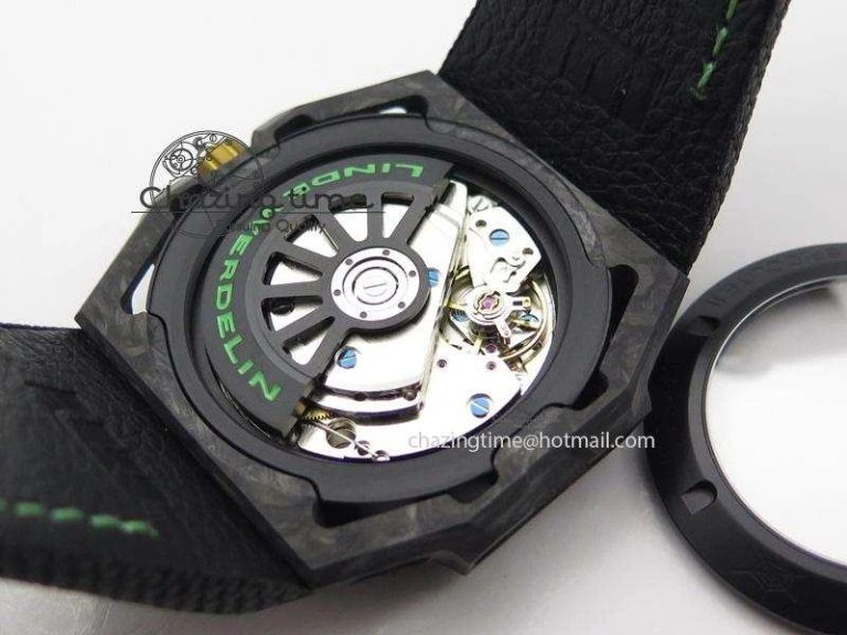 Spidolite II Tech Green Forged Carbon V6F Best Edition On Black Nylon Strap A7750