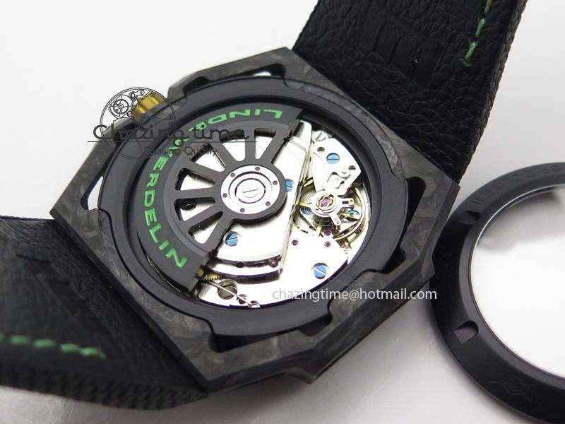 Spidolite II Tech Green Forged Carbon V6F Best Edition On Black Nylon Strap A7750