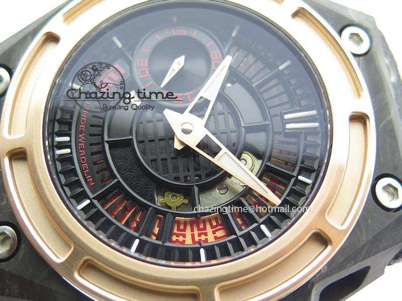 Spidolite Tech Gold Forged Carbon  V6F Best Edition On Black Nylon Strap A7750