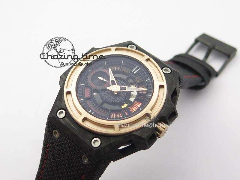 Spidolite Tech Gold Forged Carbon  V6F Best Edition On Black Nylon Strap A7750