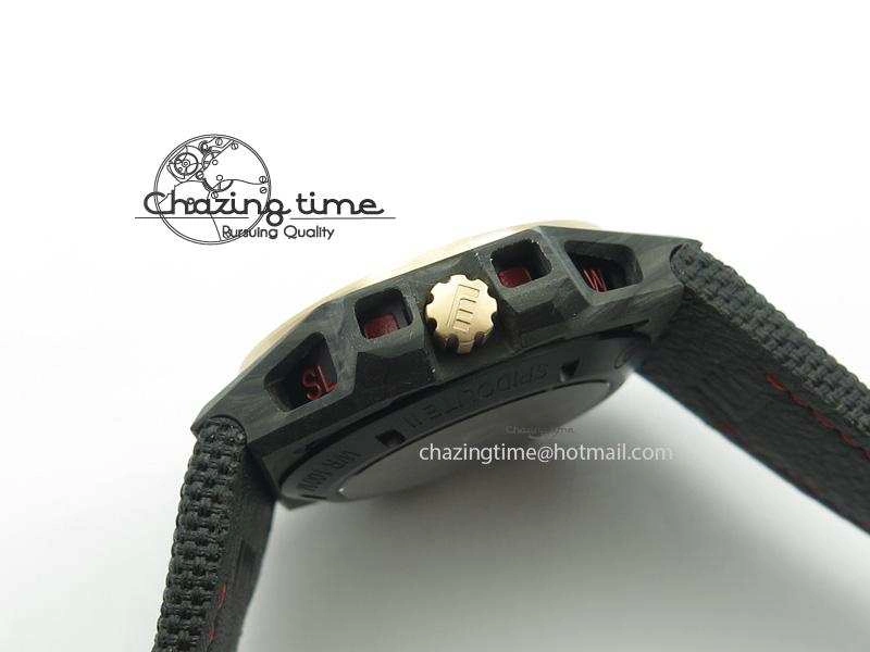 Spidolite Tech Gold Forged Carbon  V6F Best Edition On Black Nylon Strap A7750