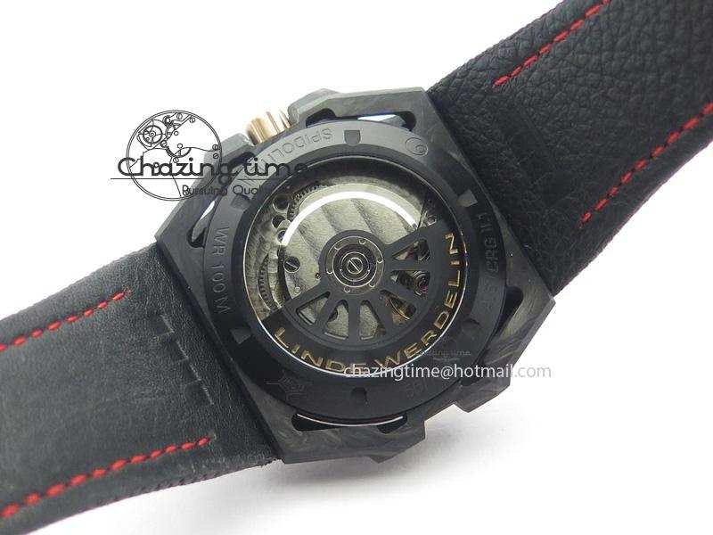 Spidolite Tech Gold Forged Carbon  V6F Best Edition On Black Nylon Strap A7750