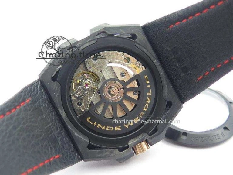 Spidolite Tech Gold Forged Carbon  V6F Best Edition On Black Nylon Strap A7750