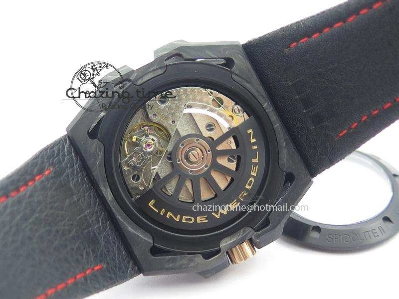 Spidolite Tech Gold Forged Carbon  V6F Best Edition On Black Nylon Strap A7750