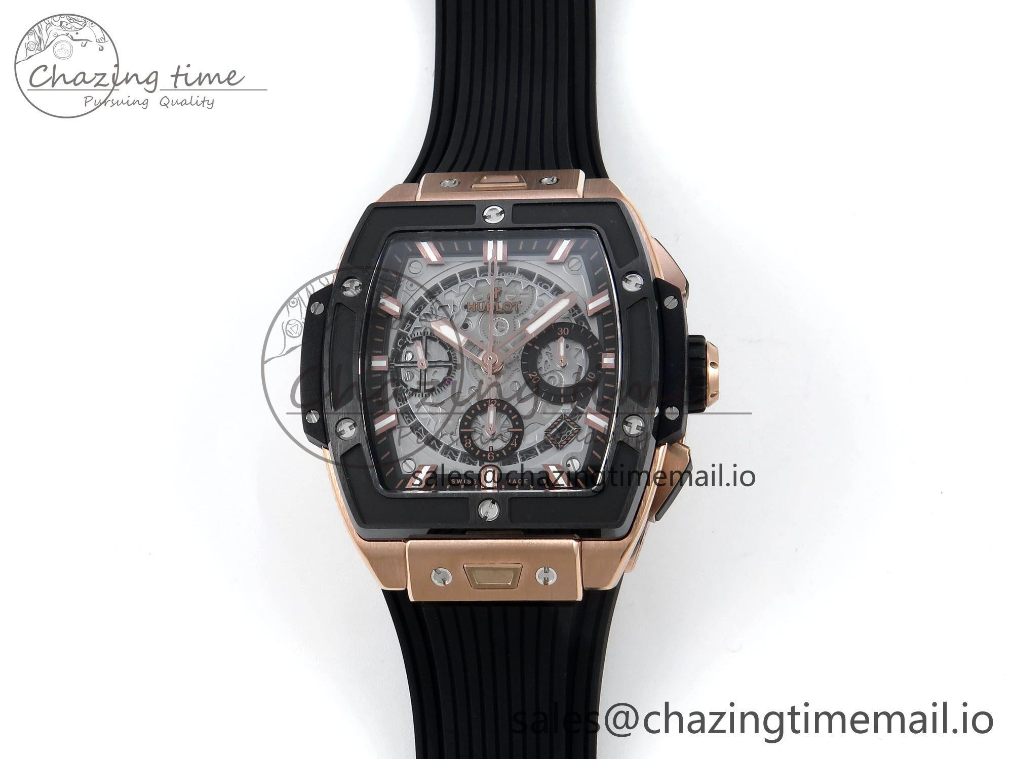 Spirit of Big Bang RG BBF 1:1 Best Edition Black Ceramic Bezel Skeleton Dial on Black Rubber Strap A7750