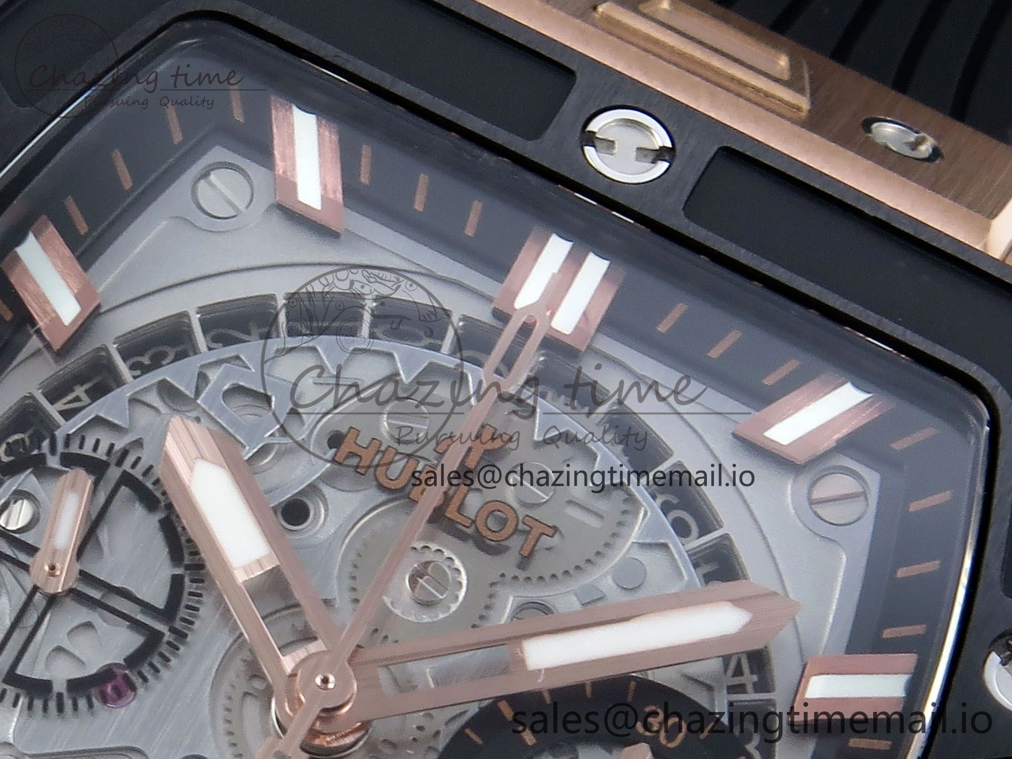 Spirit of Big Bang RG BBF 1:1 Best Edition Black Ceramic Bezel Skeleton Dial on Black Rubber Strap A7750