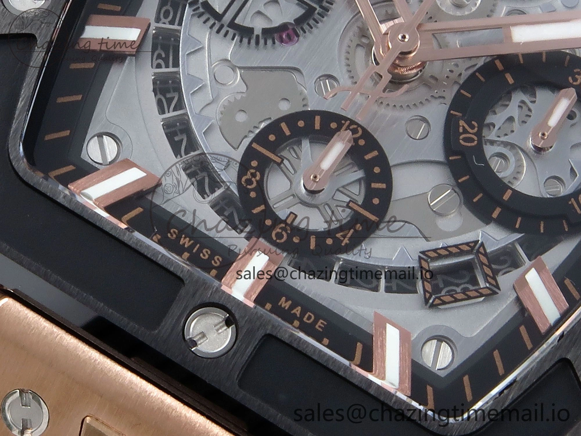 Spirit of Big Bang RG BBF 1:1 Best Edition Black Ceramic Bezel Skeleton Dial on Black Rubber Strap A7750