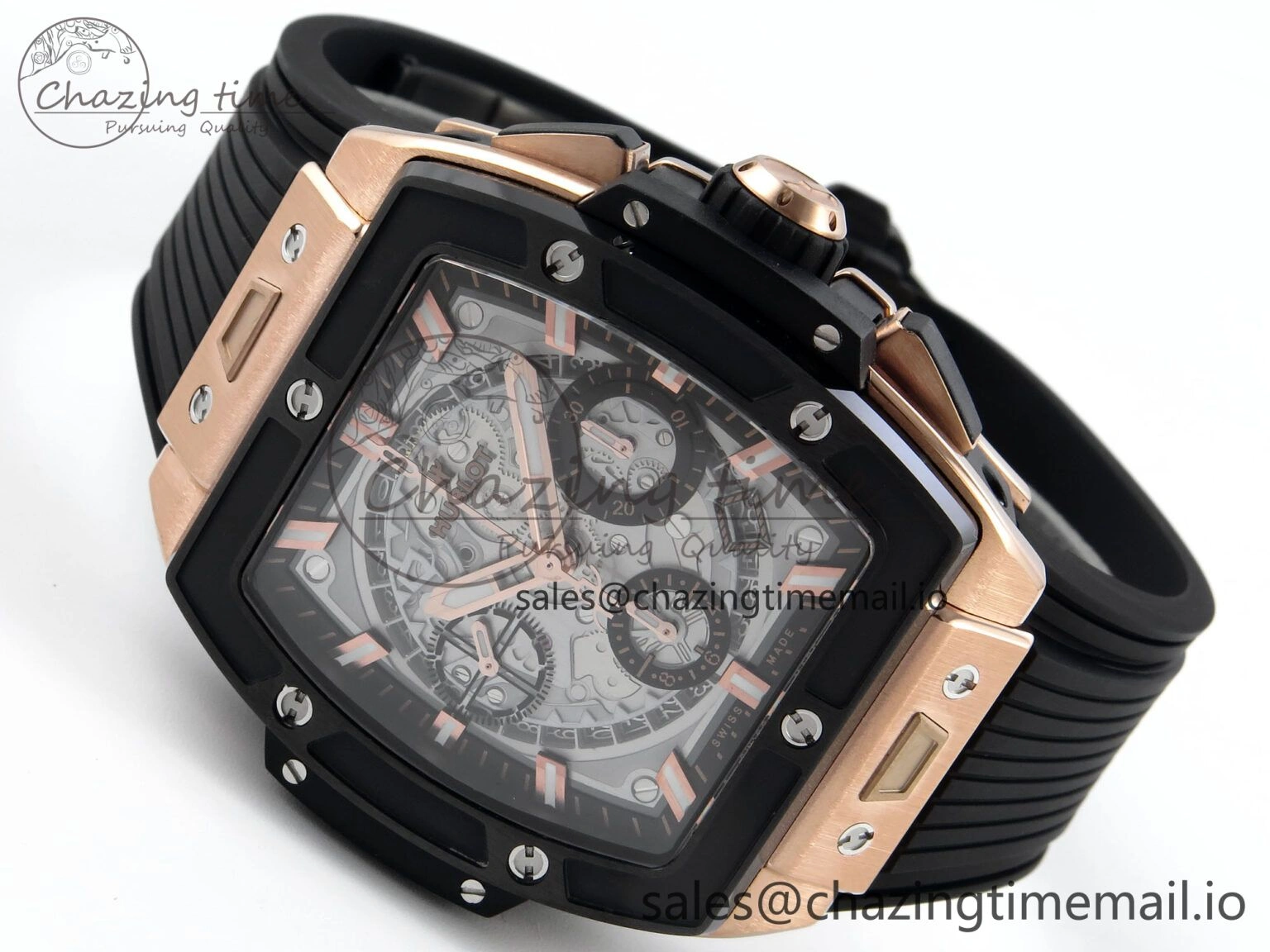 Spirit of Big Bang RG BBF 1:1 Best Edition Black Ceramic Bezel Skeleton Dial on Black Rubber Strap A7750
