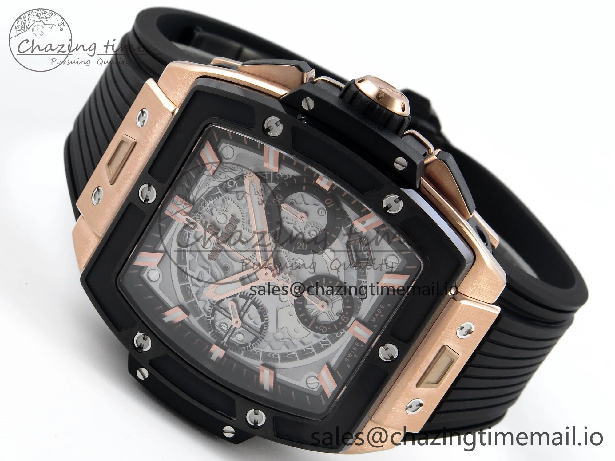 Spirit of Big Bang RG BBF 1:1 Best Edition Black Ceramic Bezel Skeleton Dial on Black Rubber Strap A7750