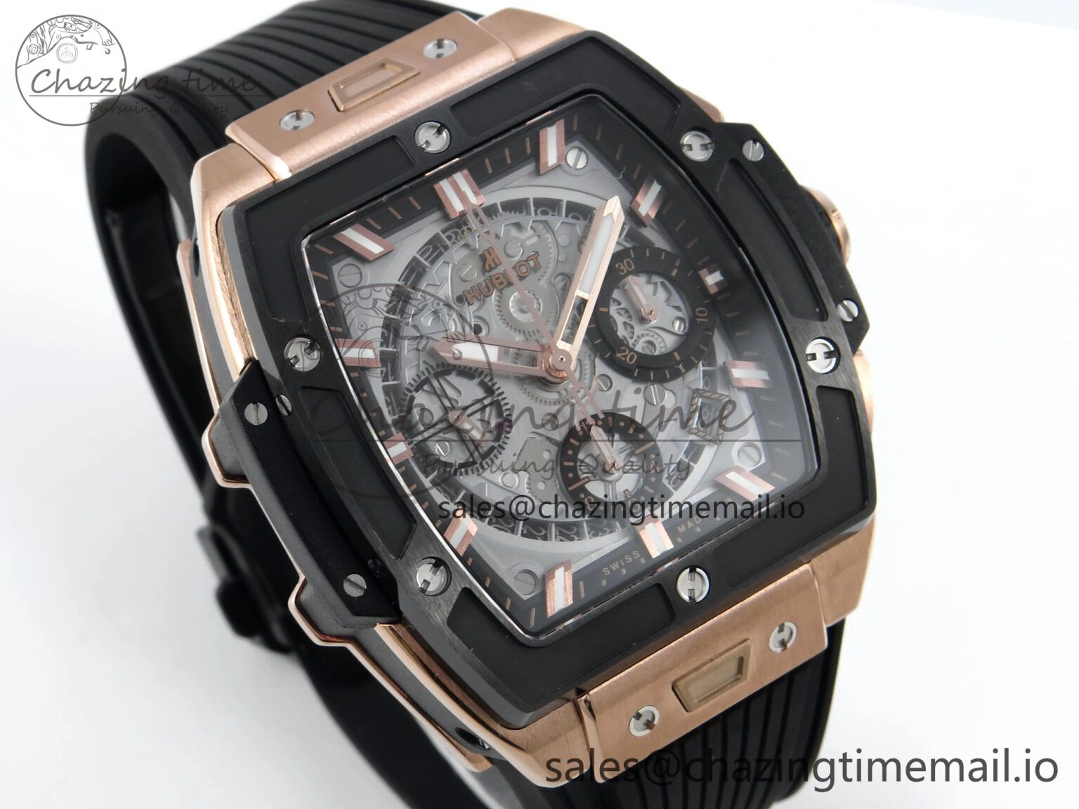 Spirit of Big Bang RG BBF 1:1 Best Edition Black Ceramic Bezel Skeleton Dial on Black Rubber Strap A7750