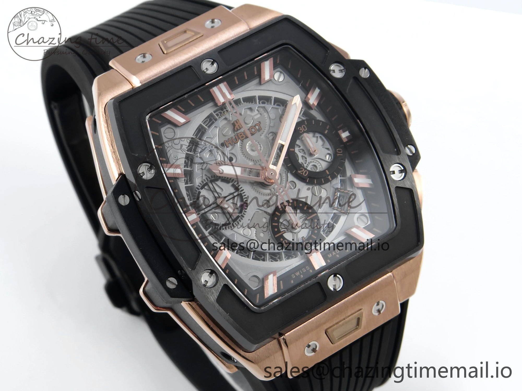 Spirit of Big Bang RG BBF 1:1 Best Edition Black Ceramic Bezel Skeleton Dial on Black Rubber Strap A7750
