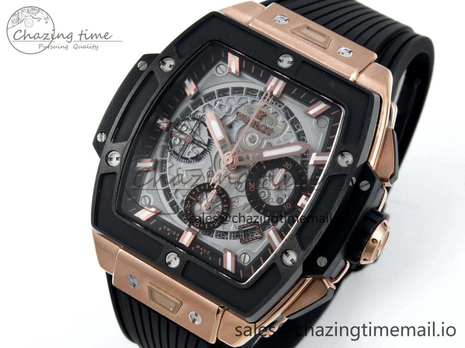 Spirit of Big Bang RG BBF 1:1 Best Edition Black Ceramic Bezel Skeleton Dial on Black Rubber Strap A7750