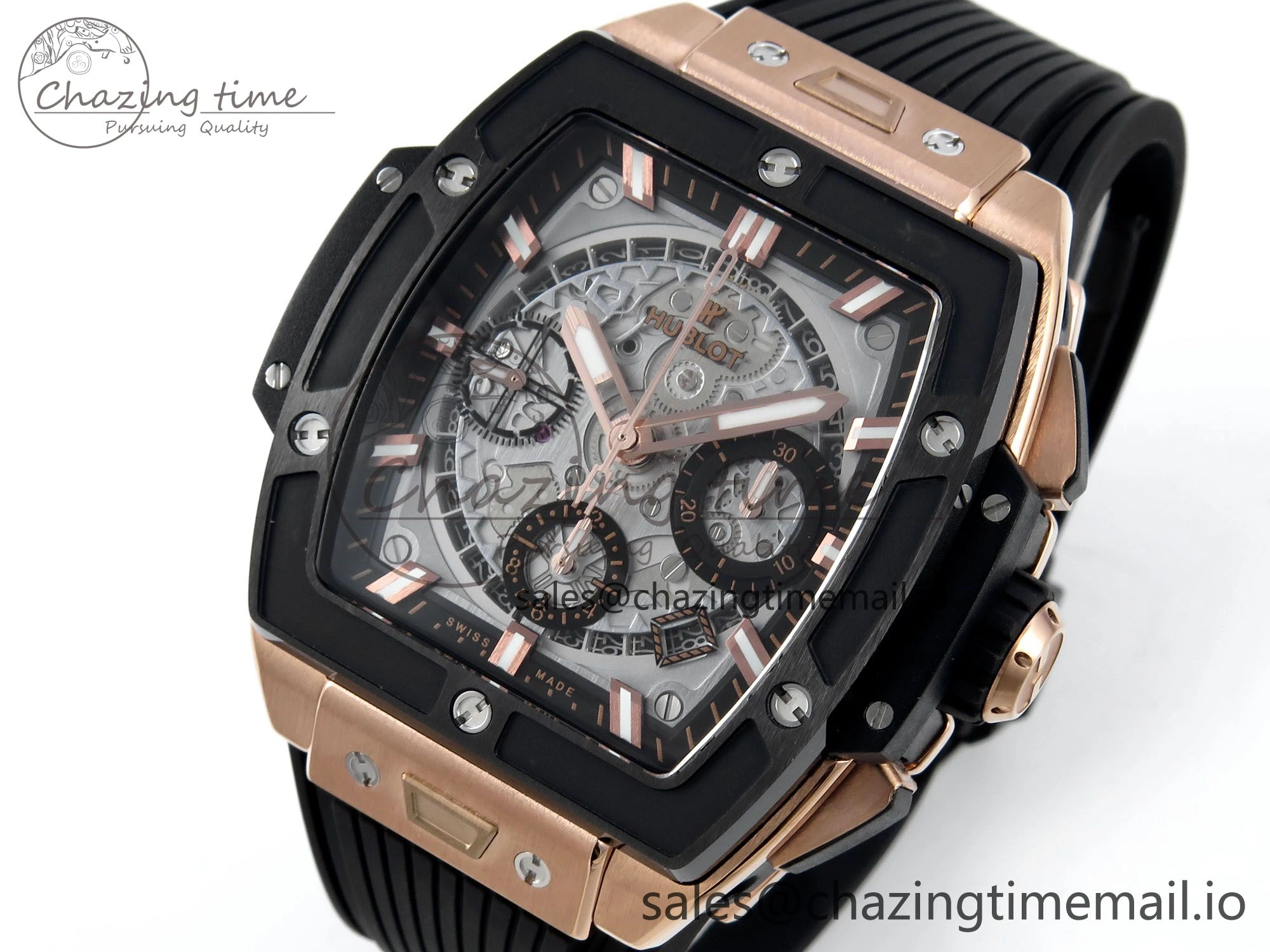 Spirit of Big Bang RG BBF 1:1 Best Edition Black Ceramic Bezel Skeleton Dial on Black Rubber Strap A7750