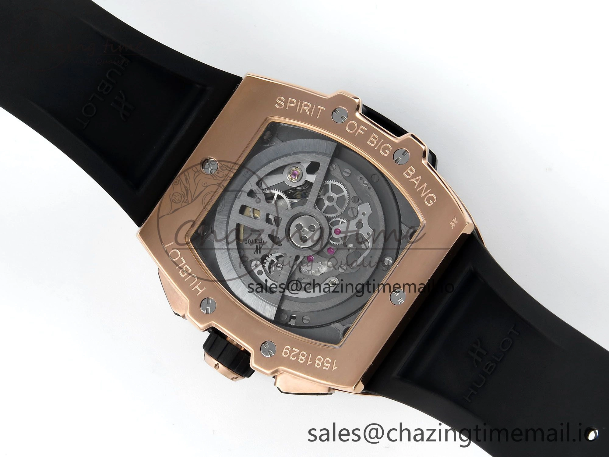 Spirit of Big Bang RG BBF 1:1 Best Edition Black Ceramic Bezel Skeleton Dial on Black Rubber Strap A7750