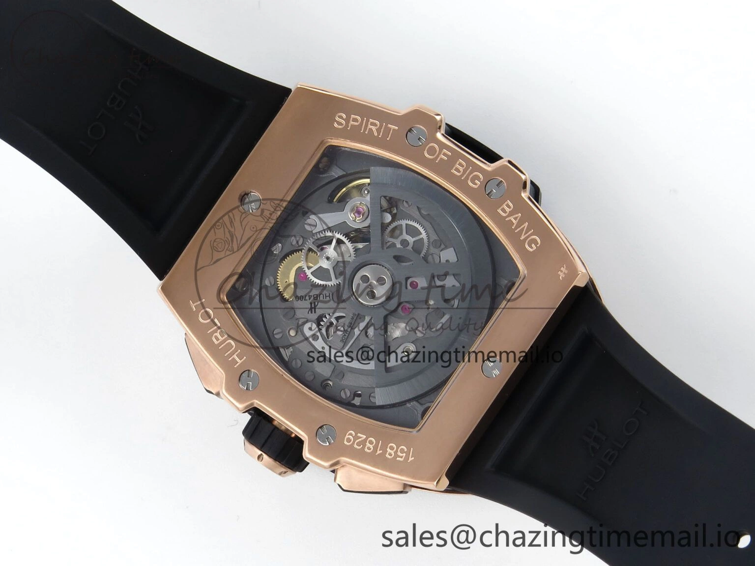 Spirit of Big Bang RG BBF 1:1 Best Edition Black Ceramic Bezel Skeleton Dial on Black Rubber Strap A7750
