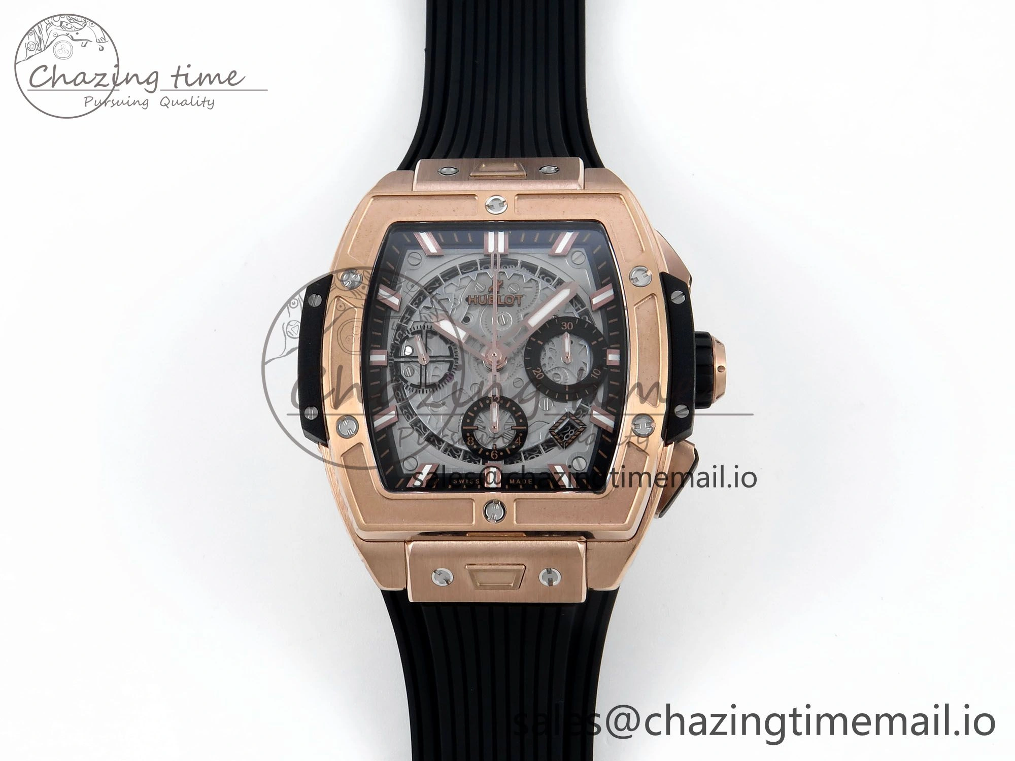 Spirit of Big Bang RG BBF 1:1 Best Edition RG Ceramic Bezel Skeleton Dial on Black Rubber Strap A7750