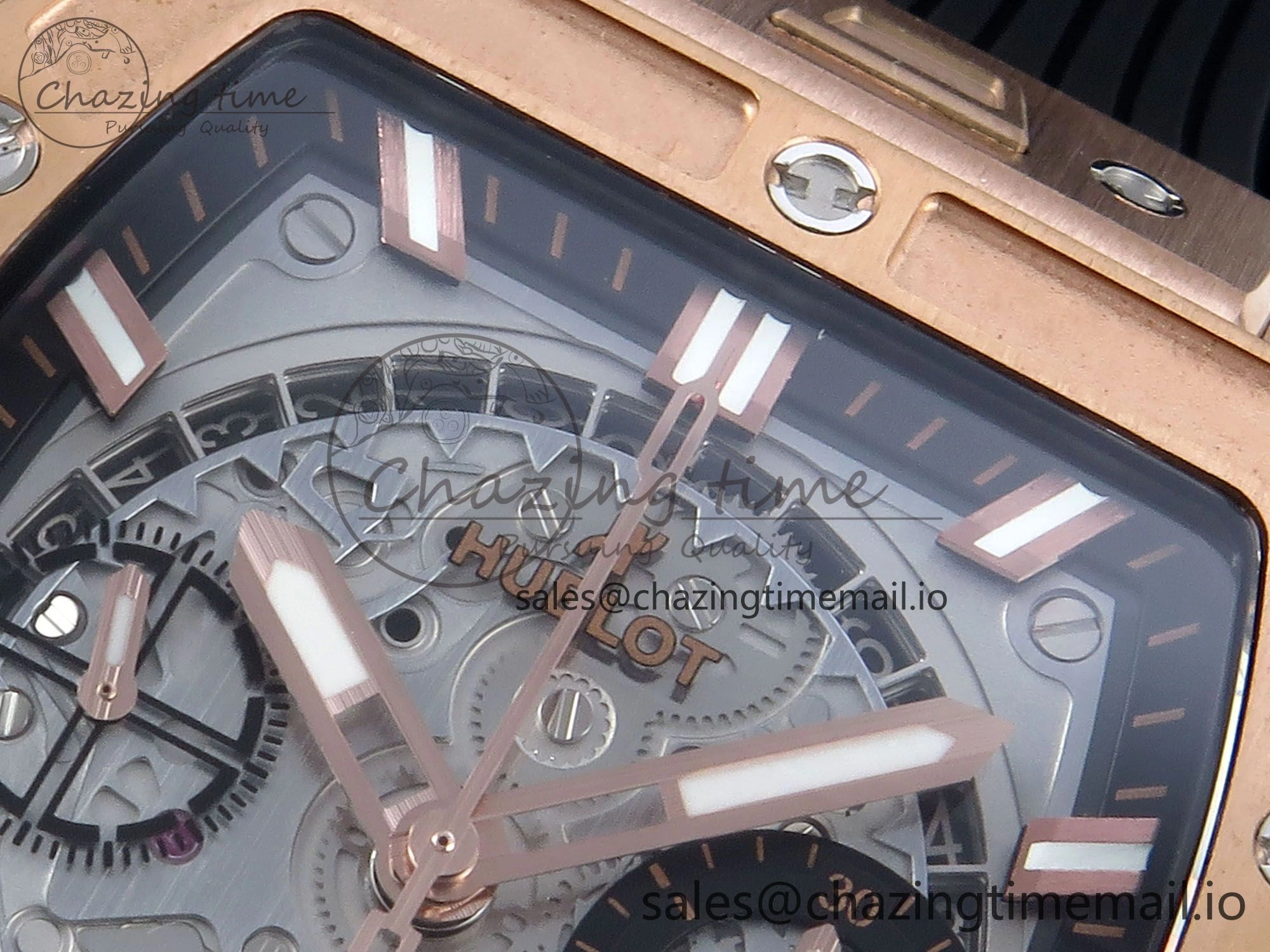 Spirit of Big Bang RG BBF 1:1 Best Edition RG Ceramic Bezel Skeleton Dial on Black Rubber Strap A7750