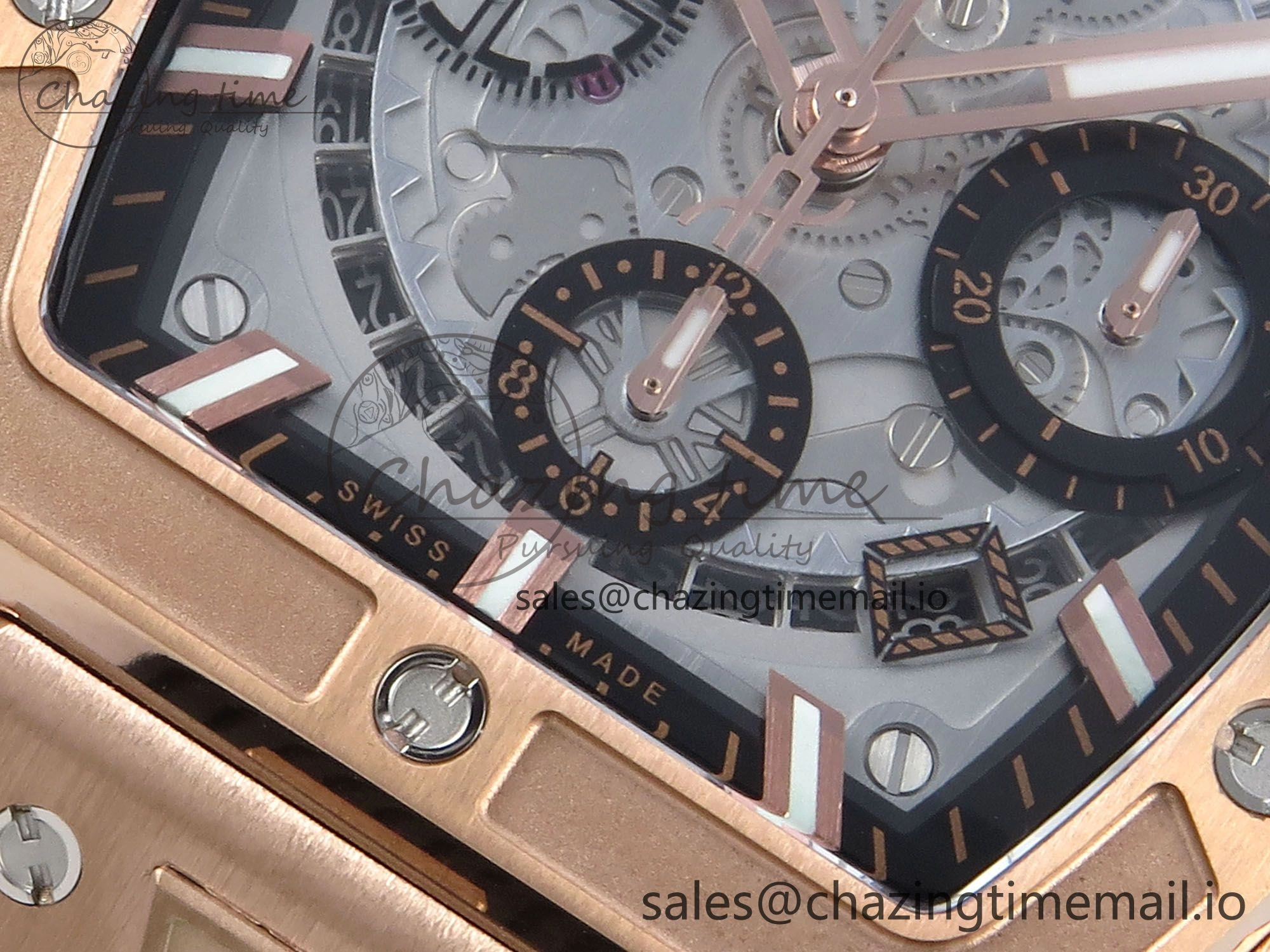 Spirit of Big Bang RG BBF 1:1 Best Edition RG Ceramic Bezel Skeleton Dial on Black Rubber Strap A7750