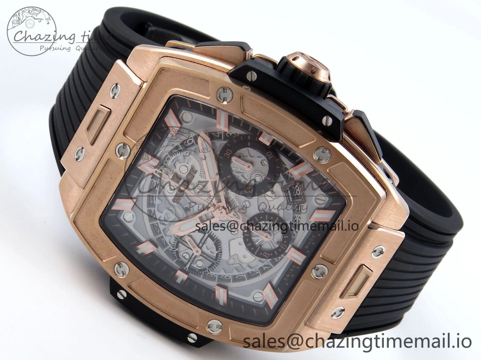 Spirit of Big Bang RG BBF 1:1 Best Edition RG Ceramic Bezel Skeleton Dial on Black Rubber Strap A7750