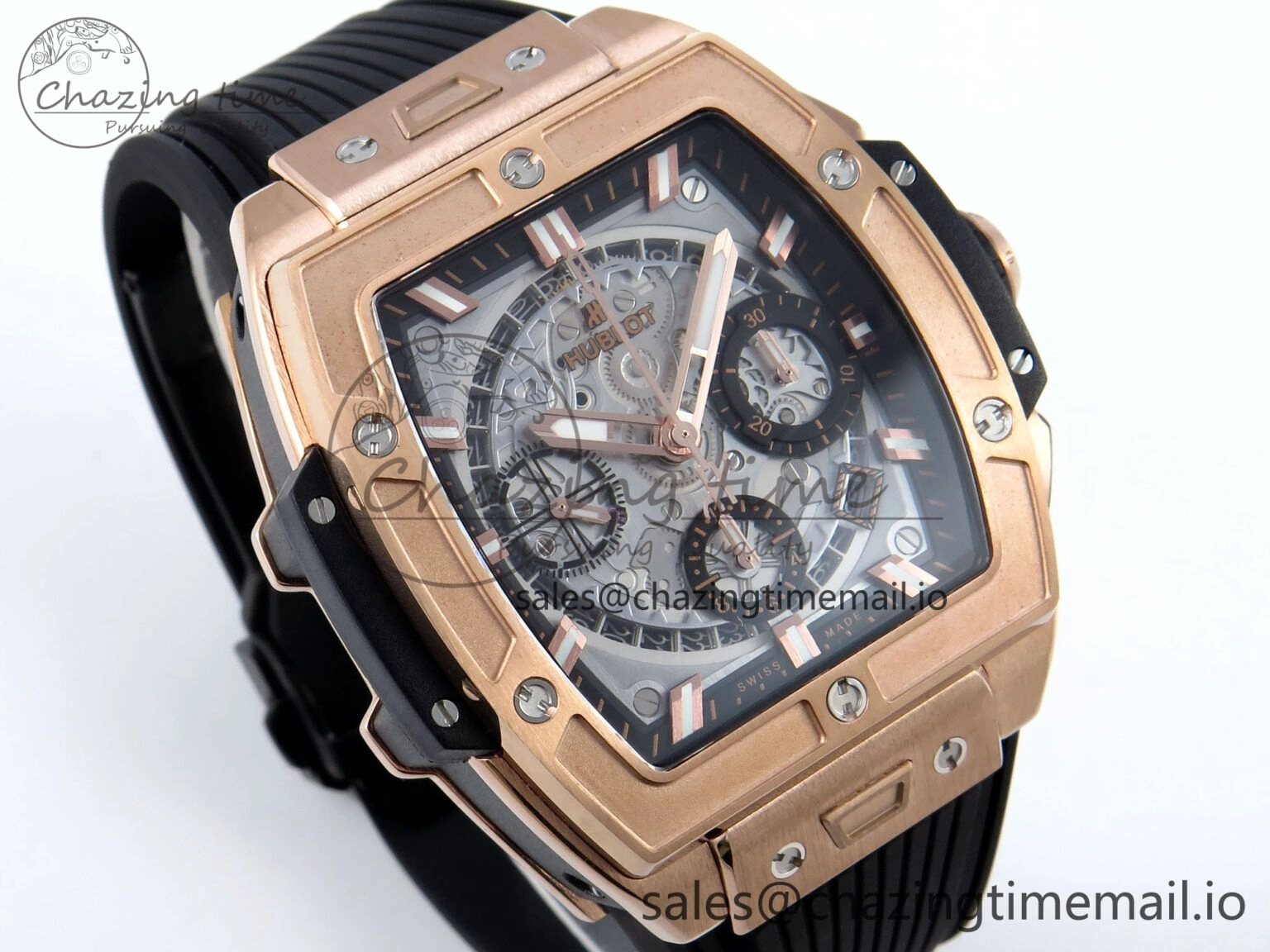 Spirit of Big Bang RG BBF 1:1 Best Edition RG Ceramic Bezel Skeleton Dial on Black Rubber Strap A7750