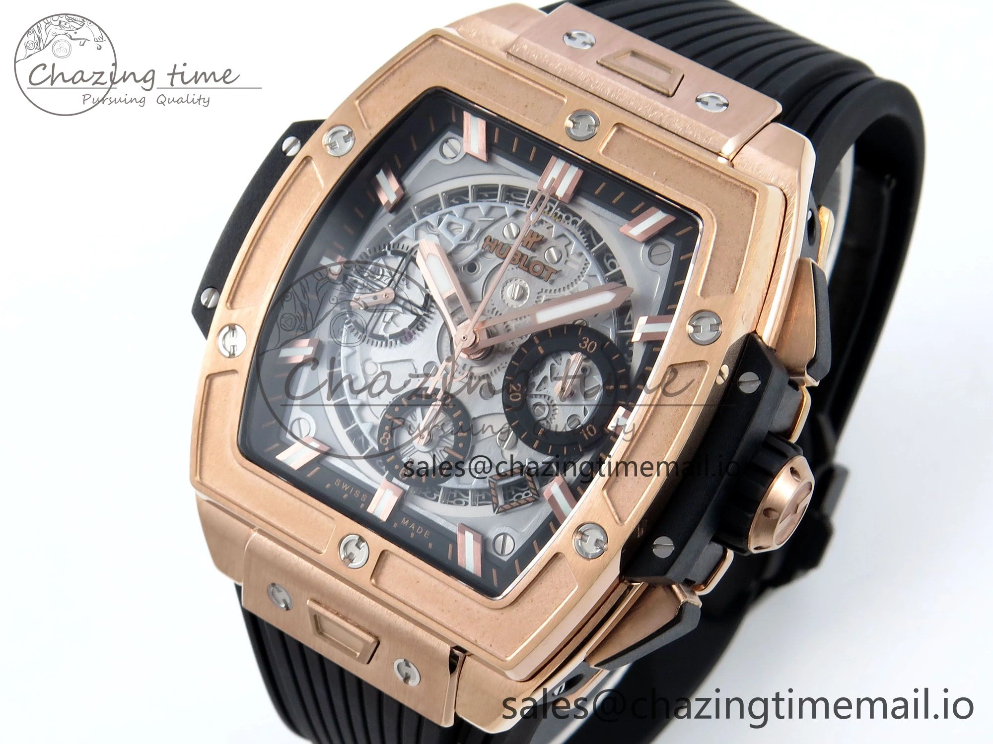 Spirit of Big Bang RG BBF 1:1 Best Edition RG Ceramic Bezel Skeleton Dial on Black Rubber Strap A7750