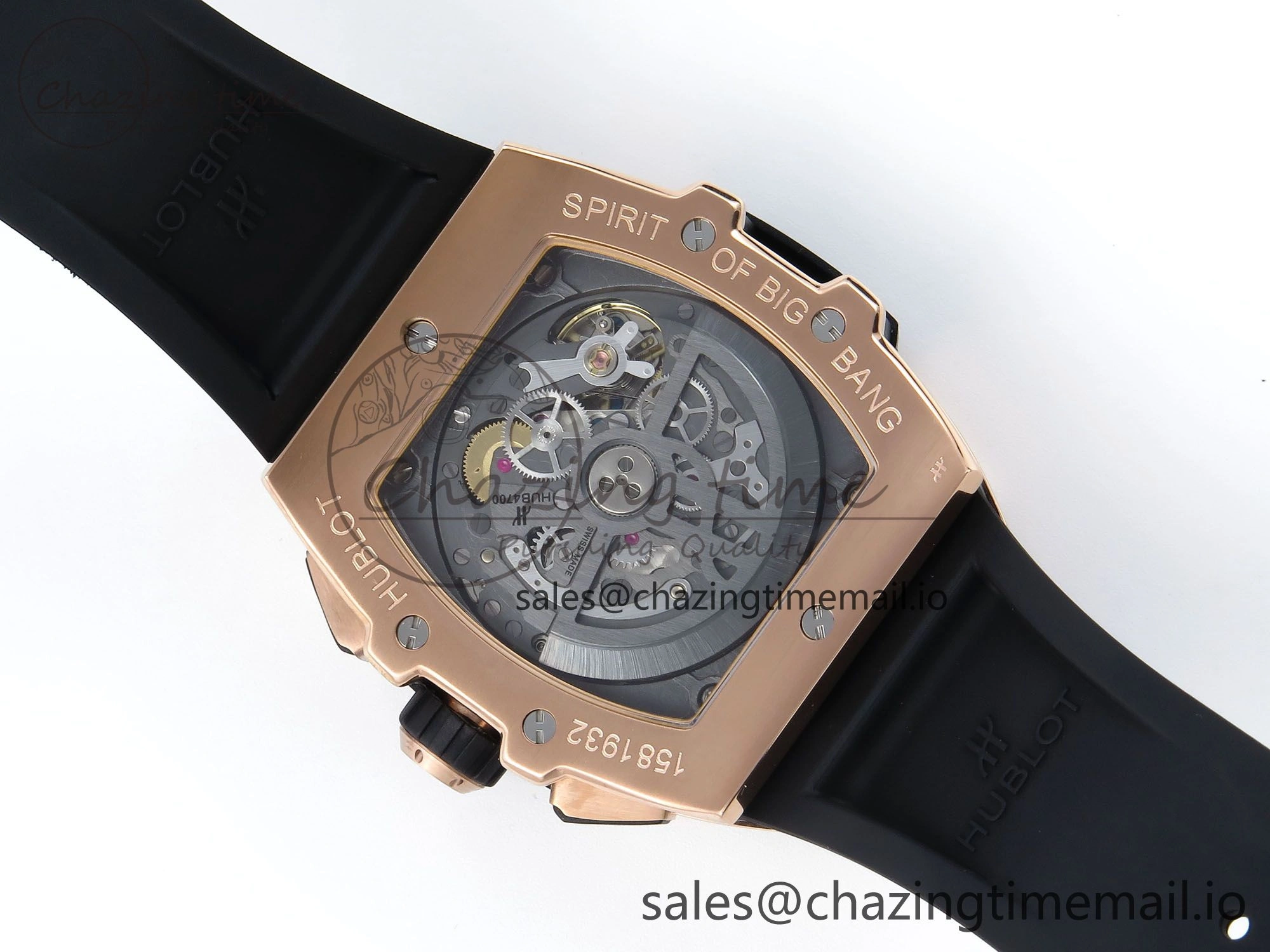 Spirit of Big Bang RG BBF 1:1 Best Edition RG Ceramic Bezel Skeleton Dial on Black Rubber Strap A7750