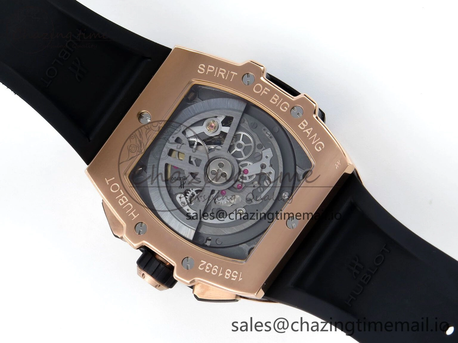Spirit of Big Bang RG BBF 1:1 Best Edition RG Ceramic Bezel Skeleton Dial on Black Rubber Strap A7750