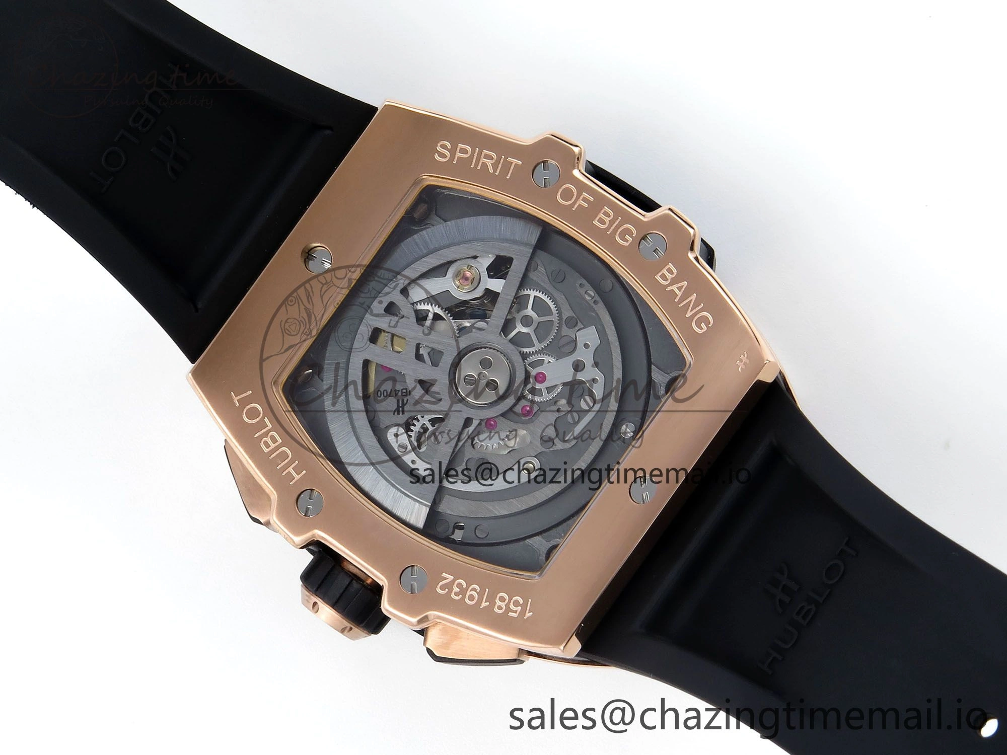 Spirit of Big Bang RG BBF 1:1 Best Edition RG Ceramic Bezel Skeleton Dial on Black Rubber Strap A7750