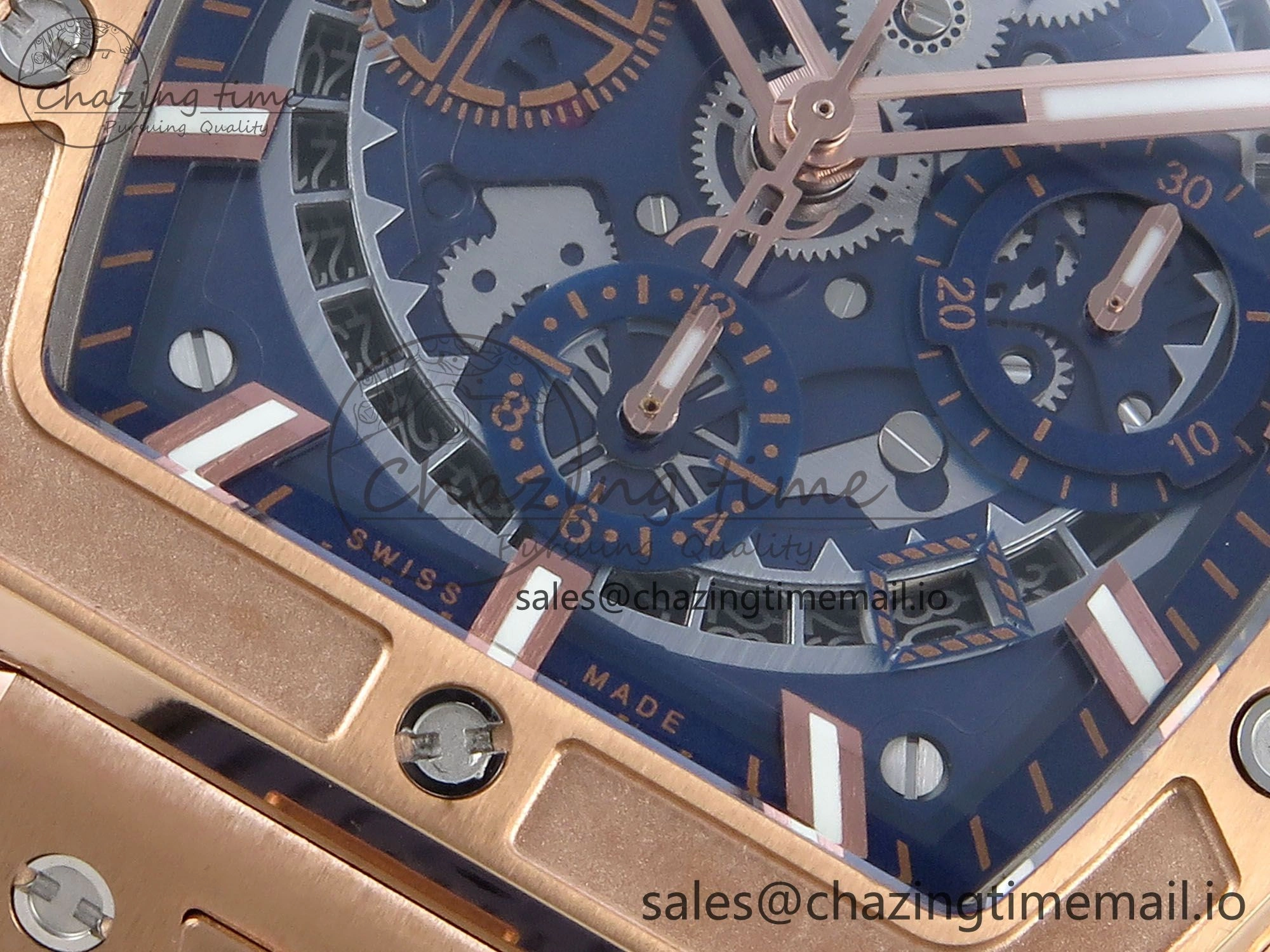 Spirit of Big Bang RG BBF 1:1 Best Edition Skeleton Dial on Blue Rubber Strap A7750