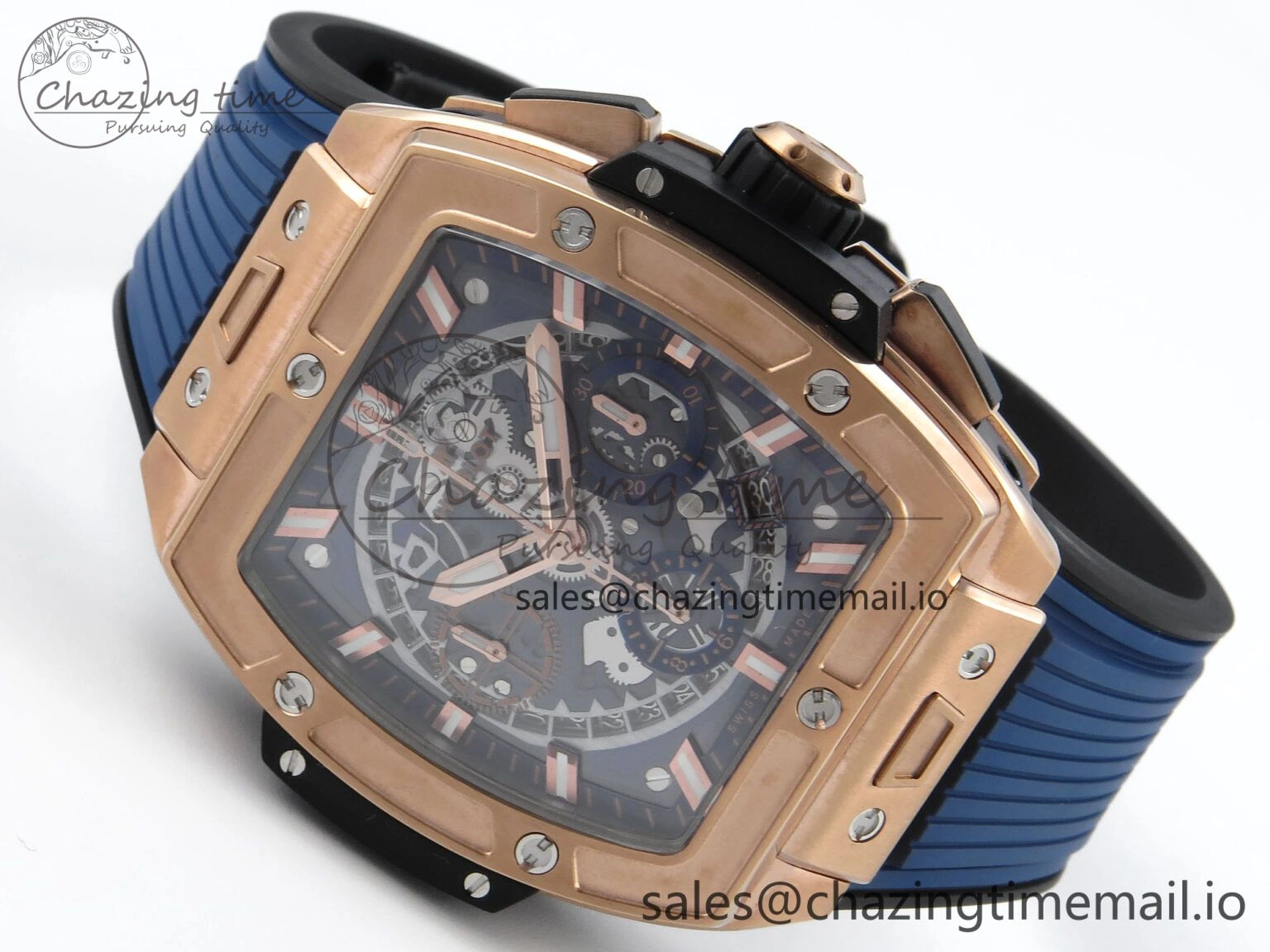 Spirit of Big Bang RG BBF 1:1 Best Edition Skeleton Dial on Blue Rubber Strap A7750