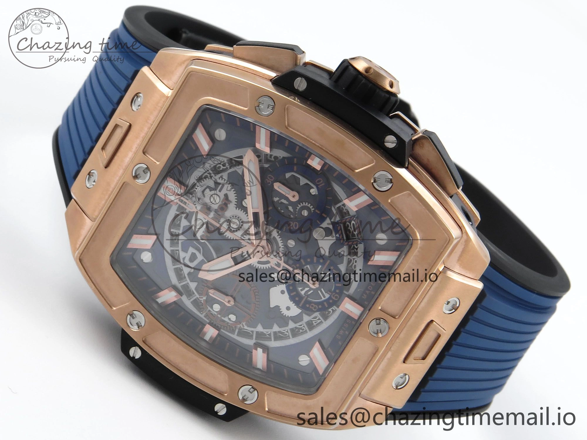 Spirit of Big Bang RG BBF 1:1 Best Edition Skeleton Dial on Blue Rubber Strap A7750