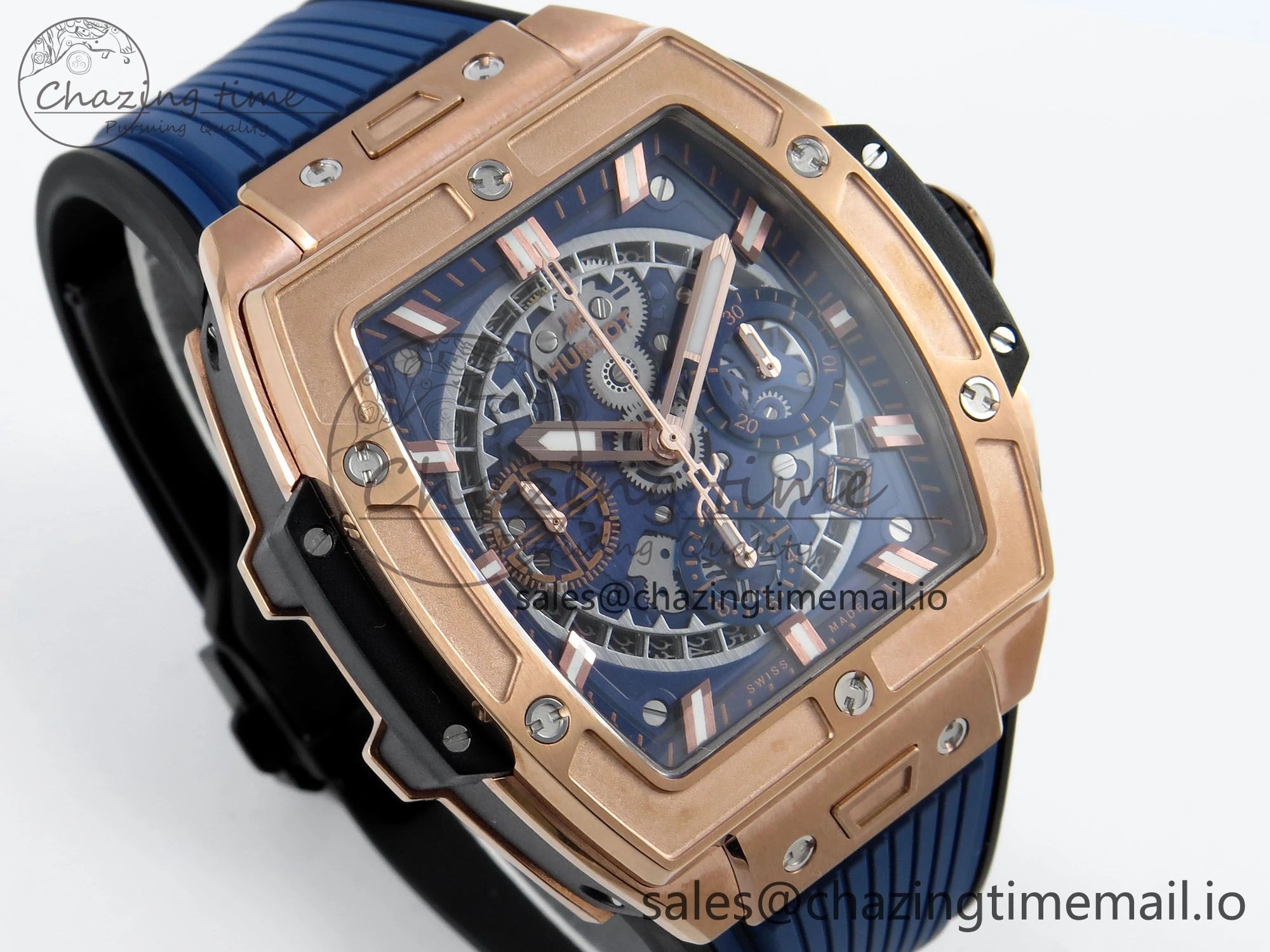 Spirit of Big Bang RG BBF 1:1 Best Edition Skeleton Dial on Blue Rubber Strap A7750