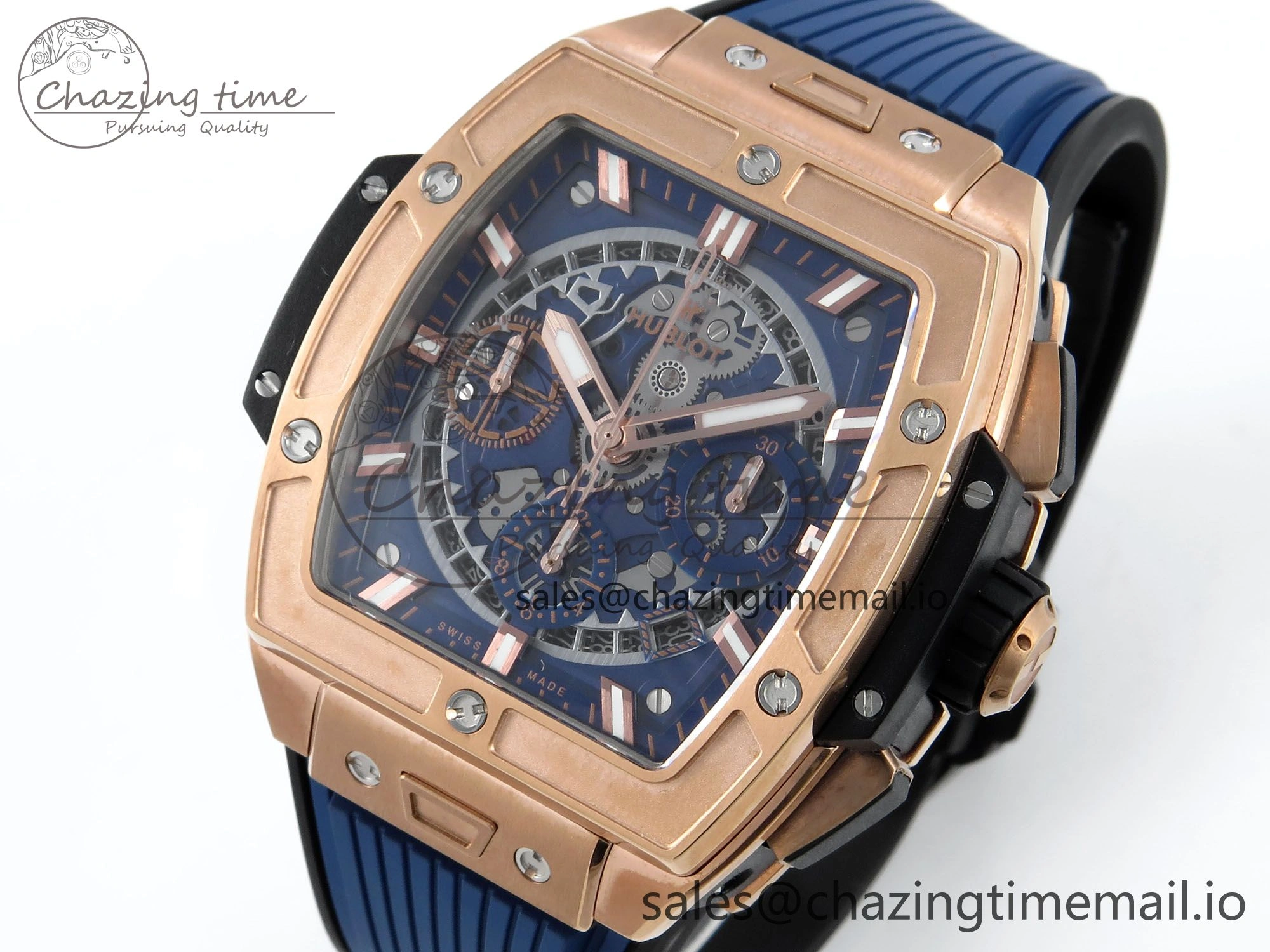 Spirit of Big Bang RG BBF 1:1 Best Edition Skeleton Dial on Blue Rubber Strap A7750