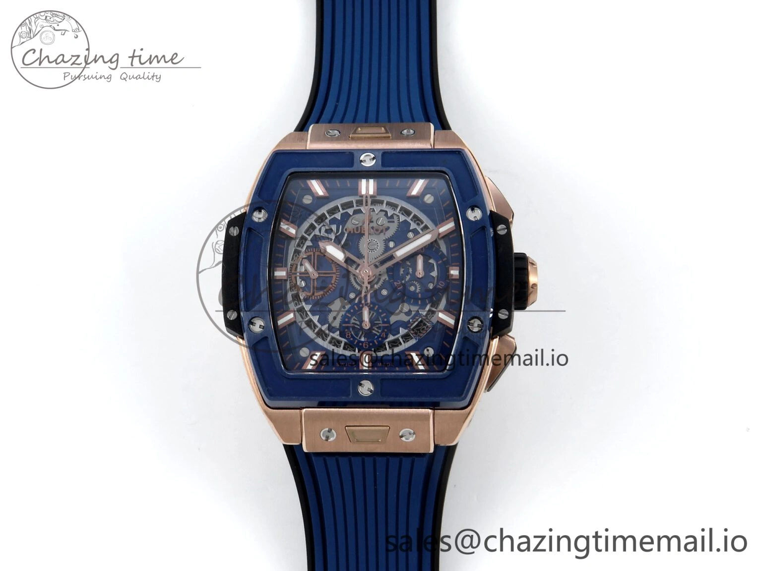Spirit of Big Bang RG BBF 1:1 Best Edition Skeleton Dial on Blue Rubber Strap A7750