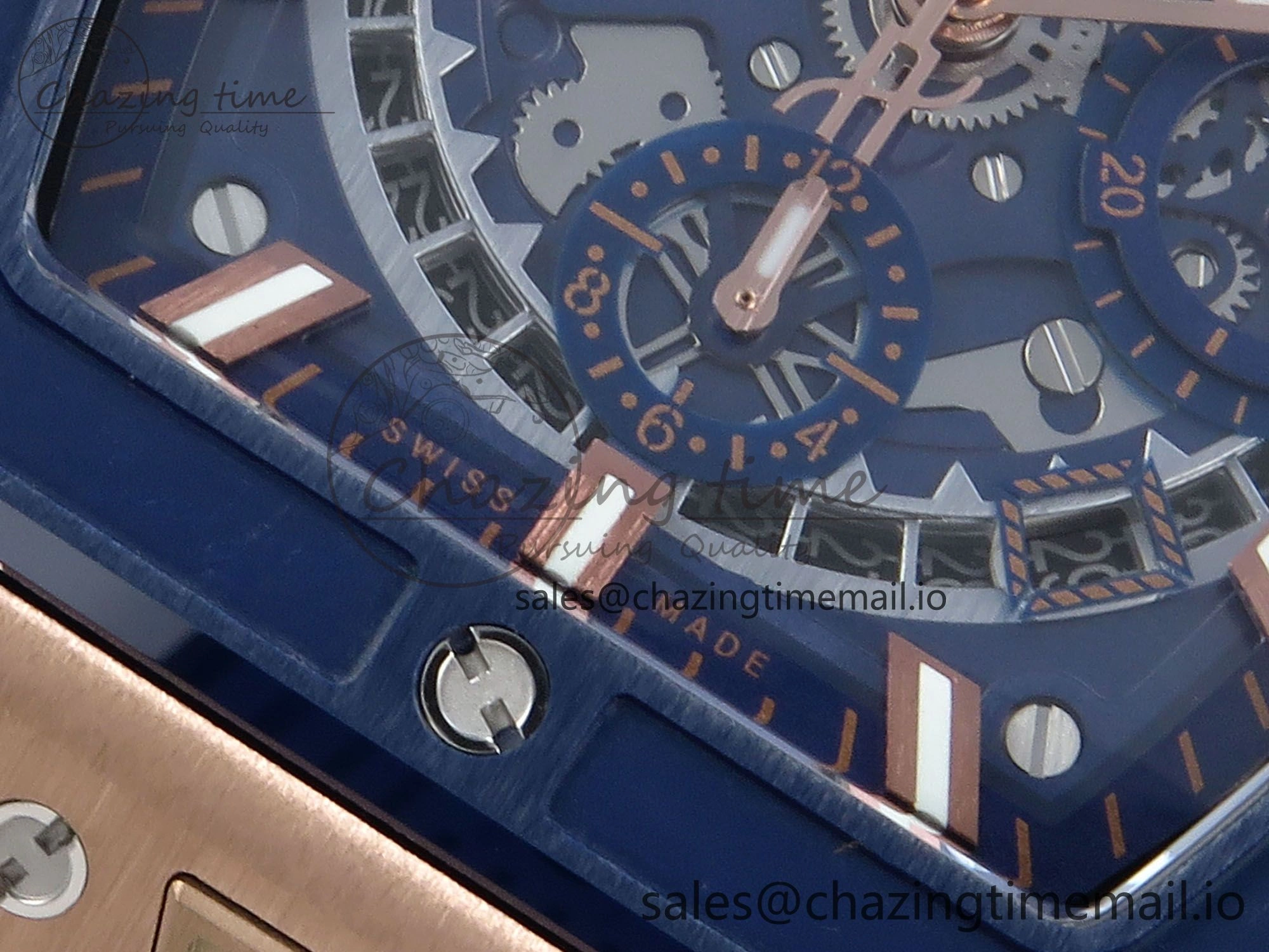 Spirit of Big Bang RG BBF 1:1 Best Edition Skeleton Dial on Blue Rubber Strap A7750
