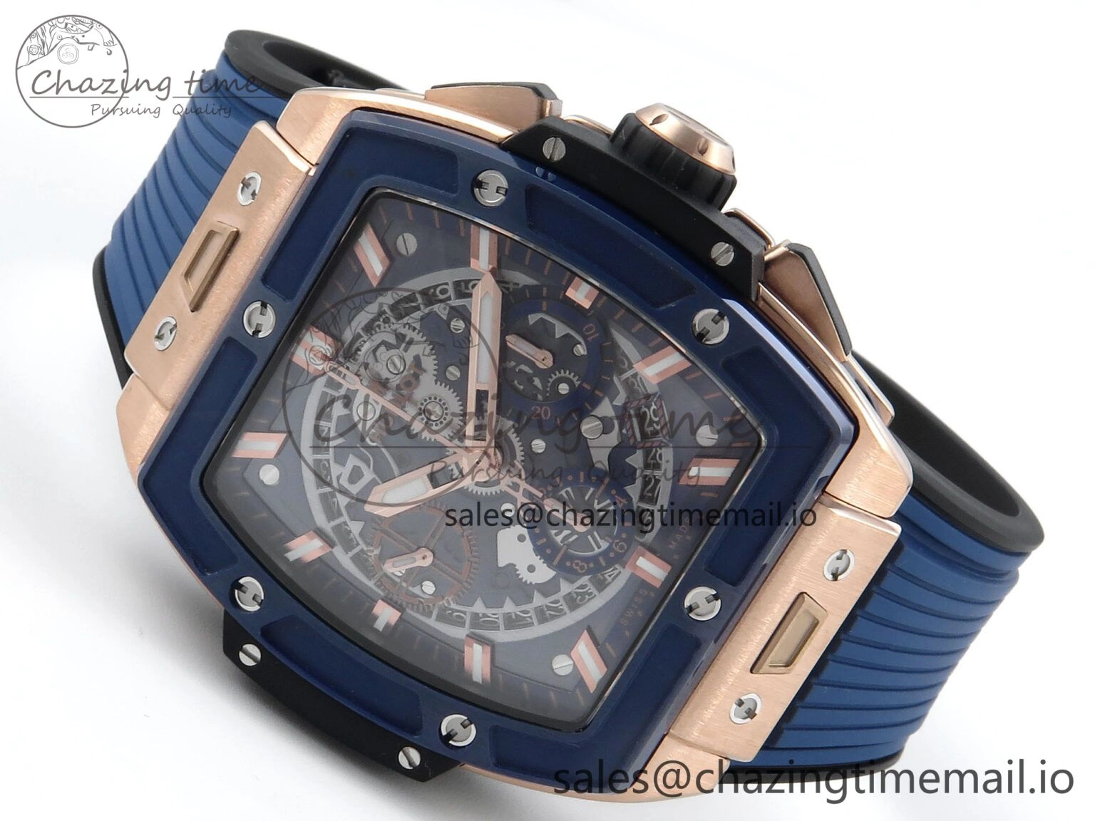 Spirit of Big Bang RG BBF 1:1 Best Edition Skeleton Dial on Blue Rubber Strap A7750