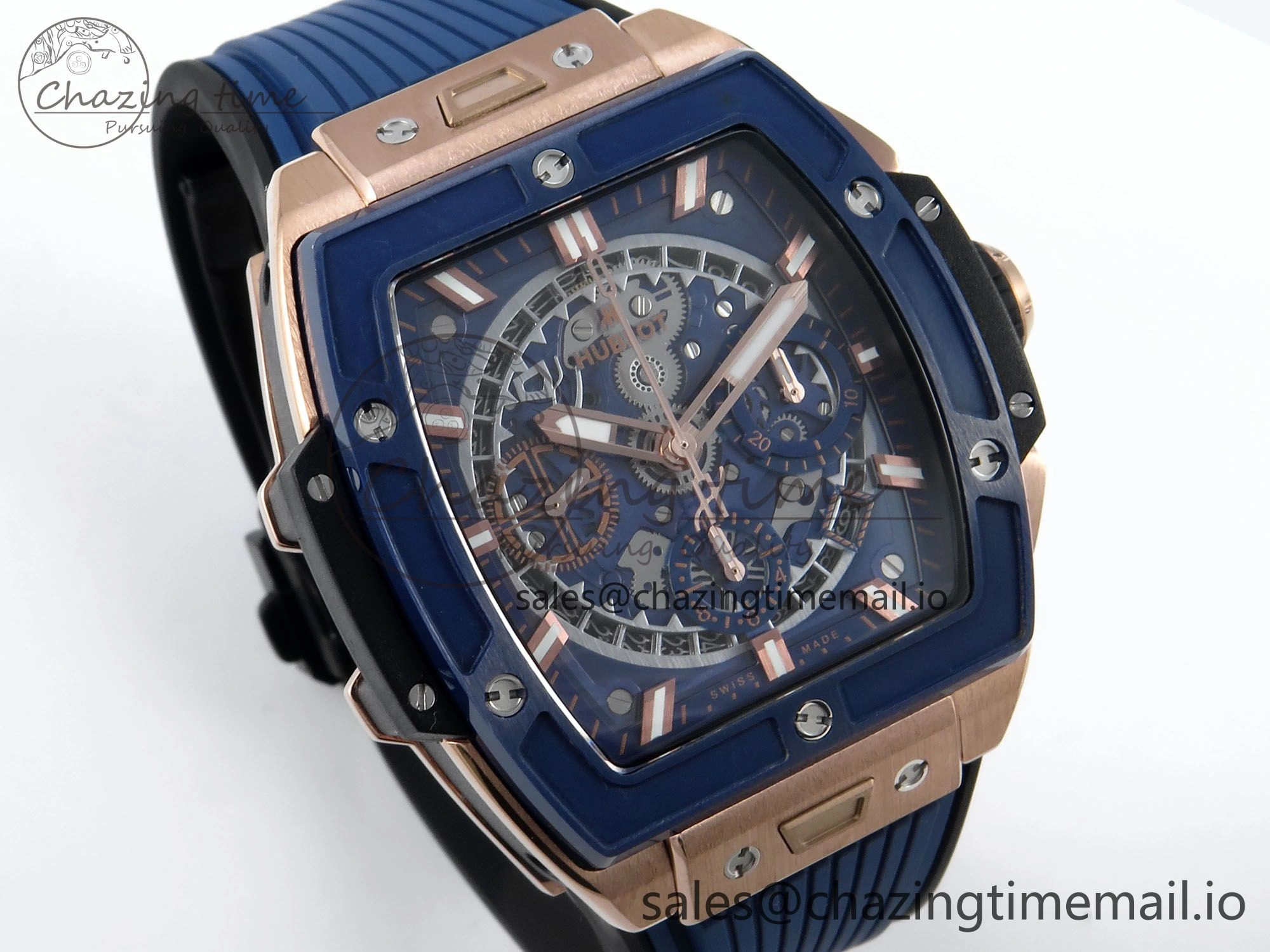 Spirit of Big Bang RG BBF 1:1 Best Edition Skeleton Dial on Blue Rubber Strap A7750