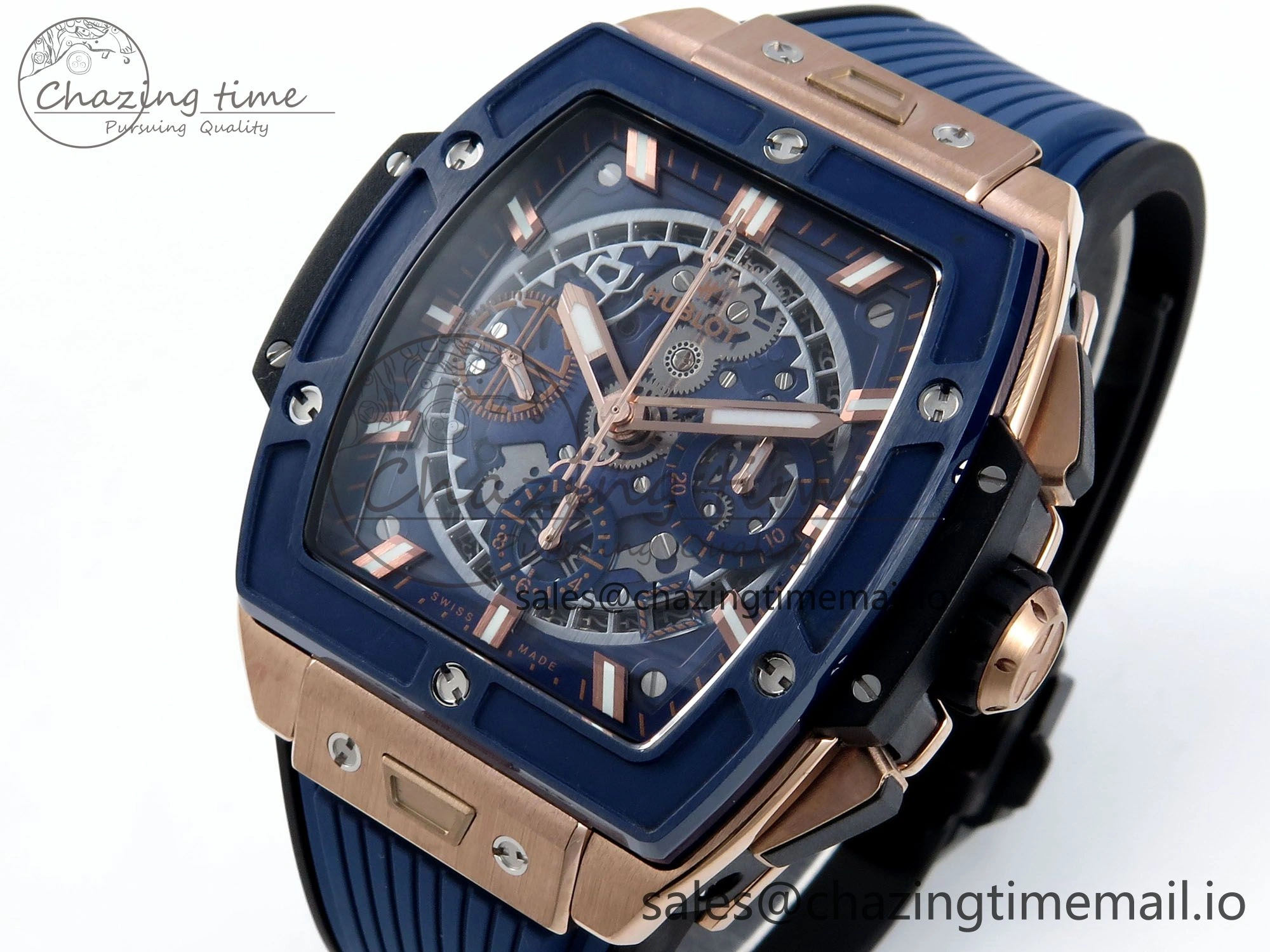 Spirit of Big Bang RG BBF 1:1 Best Edition Skeleton Dial on Blue Rubber Strap A7750