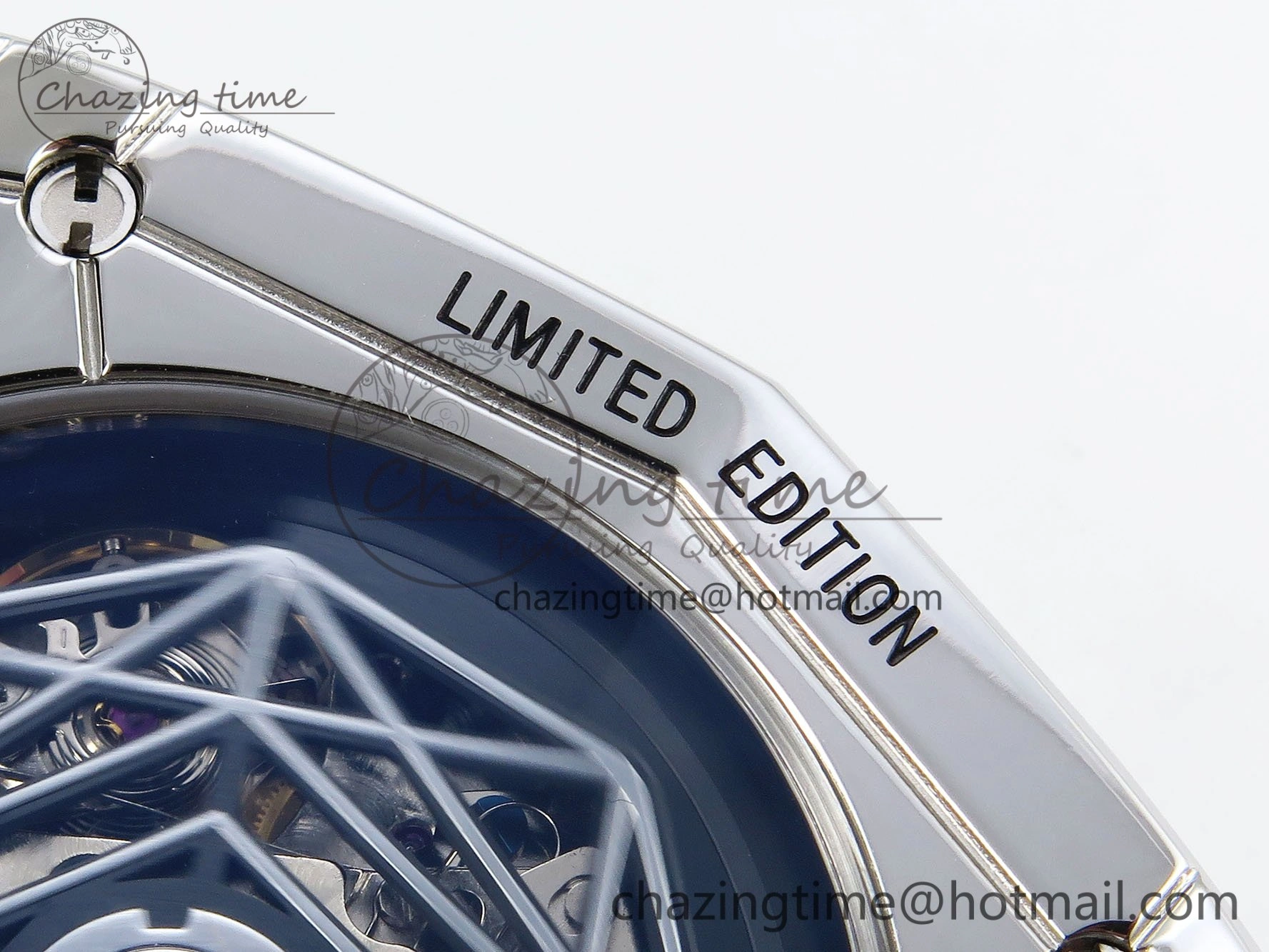 Spirit of Big Bang Sang Bleu SS Full Diamonds BLSF Edition Skeleton Dial on Black Rubber Strap A7750