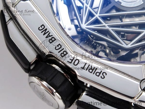 Spirit of Big Bang Sang Bleu SS Full Diamonds BLSF Edition Skeleton Dial on Black Rubber Strap A7750