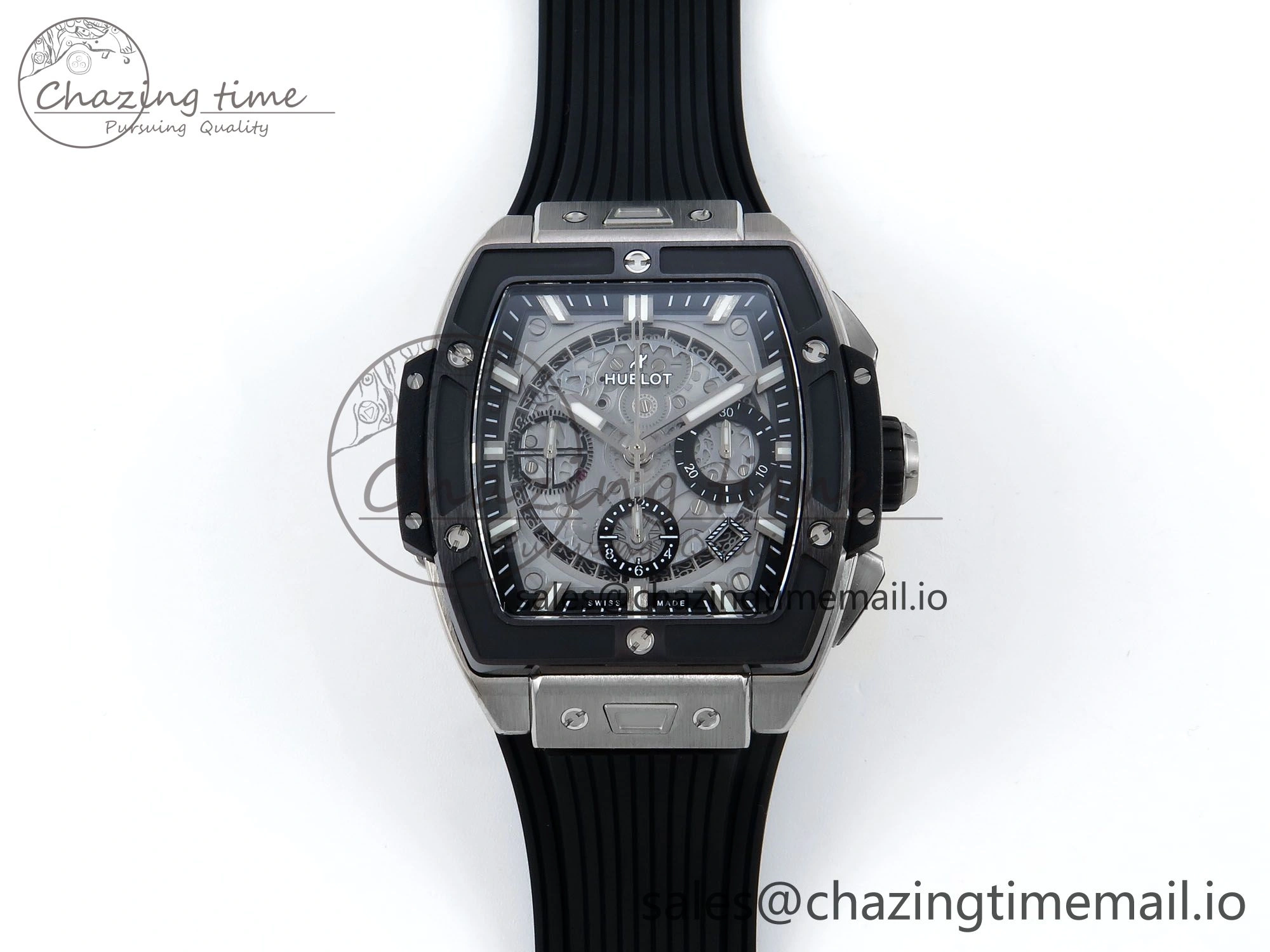 Spirit of Big Bang Titanium BBF 1:1 Best Edition Black Ceramic Bezel Skeleton Dial on Black Rubber Strap A7750