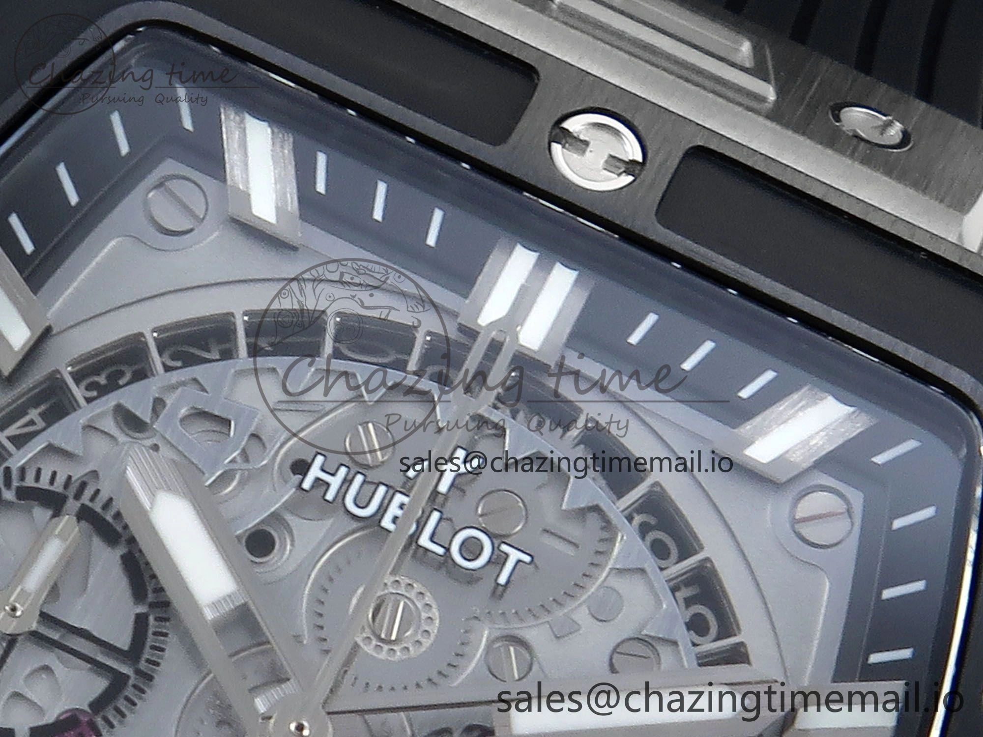 Spirit of Big Bang Titanium BBF 1:1 Best Edition Black Ceramic Bezel Skeleton Dial on Black Rubber Strap A7750