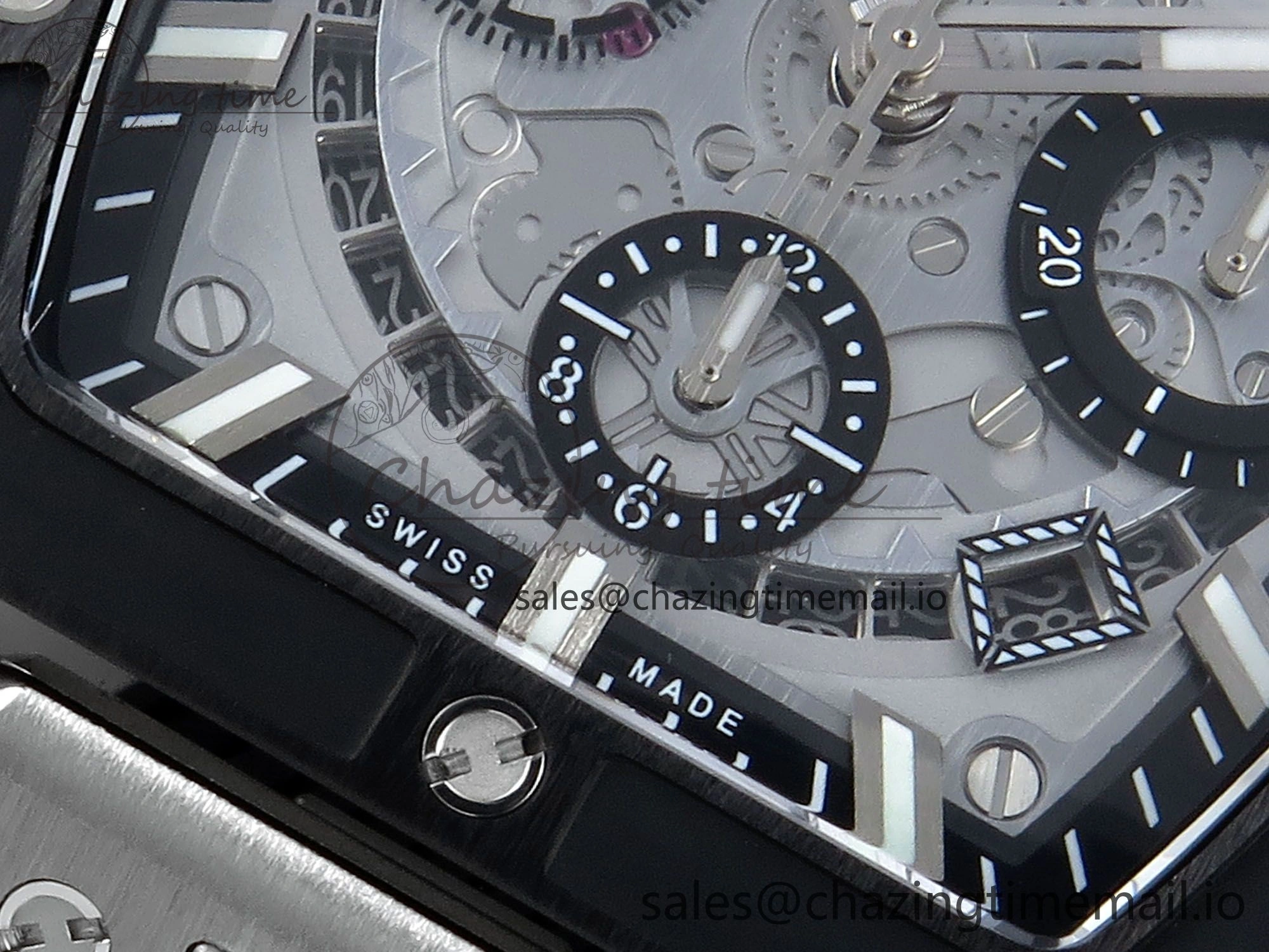 Spirit of Big Bang Titanium BBF 1:1 Best Edition Black Ceramic Bezel Skeleton Dial on Black Rubber Strap A7750