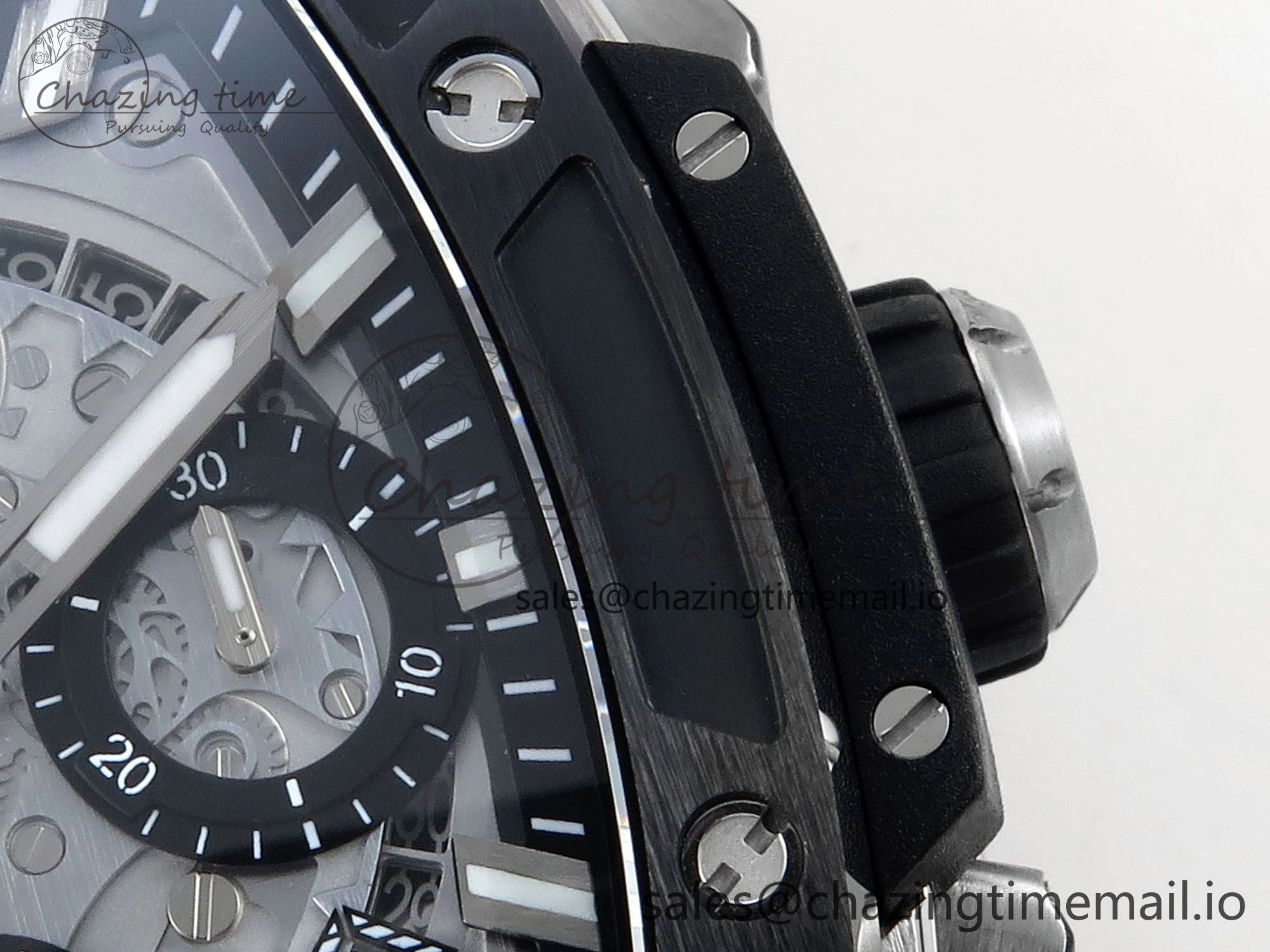 Spirit of Big Bang Titanium BBF 1:1 Best Edition Black Ceramic Bezel Skeleton Dial on Black Rubber Strap A7750