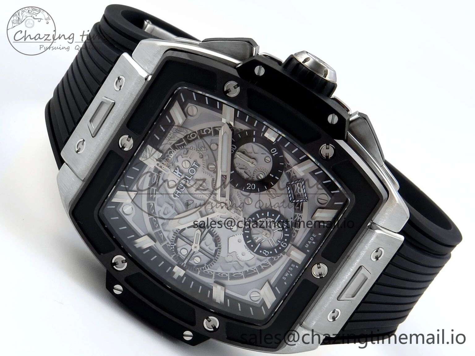 Spirit of Big Bang Titanium BBF 1:1 Best Edition Black Ceramic Bezel Skeleton Dial on Black Rubber Strap A7750